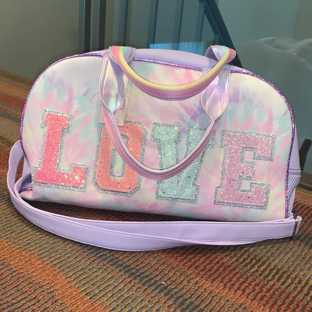 Girl's OMG Accessories Love Tie Dye‎ Duffle Bag - Purple